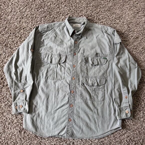 L.L. Bean Other - Vintage 90’s LL Bean Safari Long Sleeve Button Down Shirt Medium Grey Utility